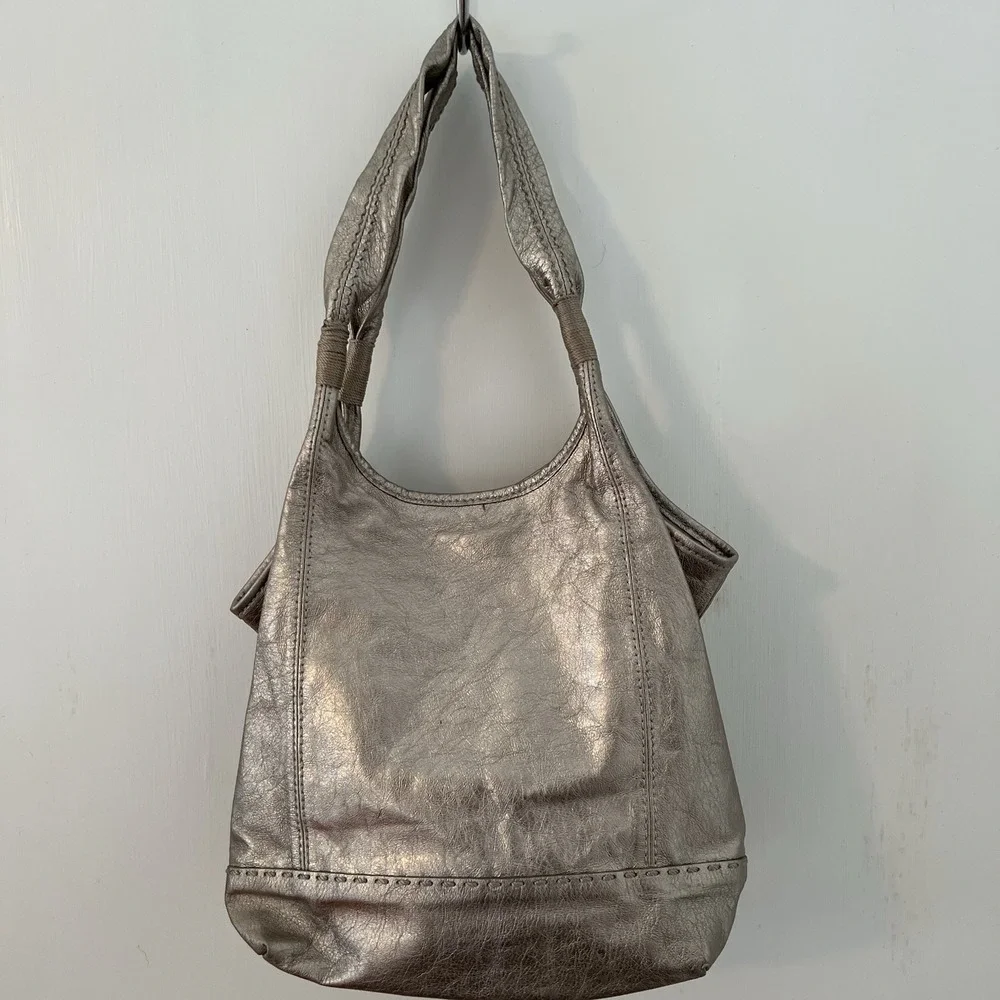 The Sak Gold Distressed Pig Leather Mod Hobo Bag